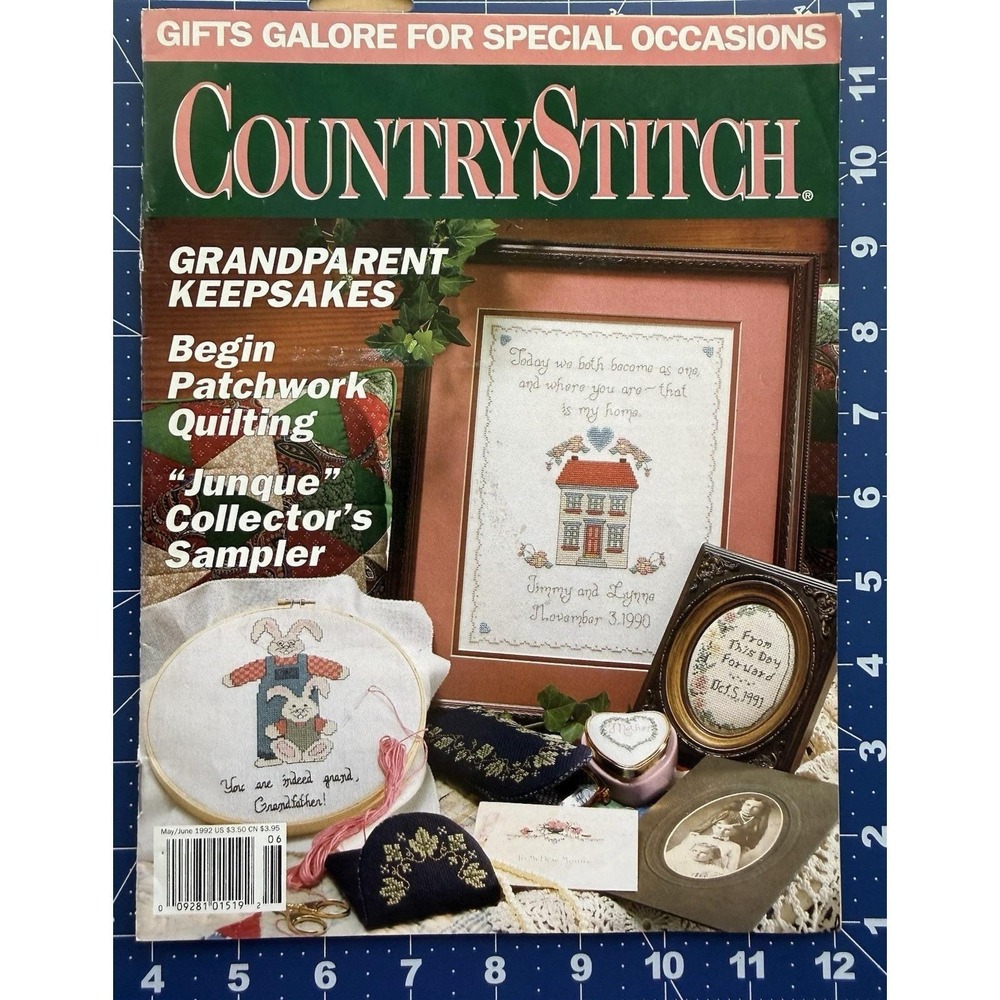 Country Stitch May June‎ 1992 Grandparent Dad Patchwork Quilt Family Sampler Vtg